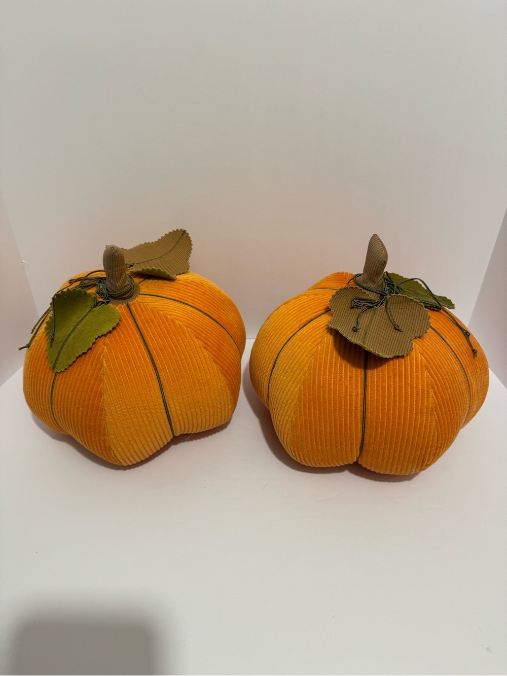 10” Hallmark Corduroy Pumpkin Plush - Autumn, Thanksgiving, & Halloween Set Of 2